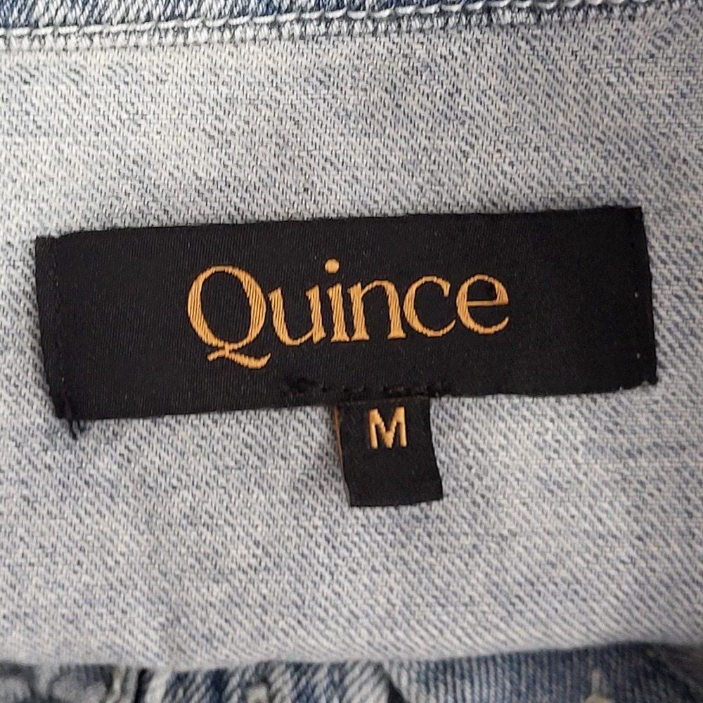 Quince Denim Button Down Shirt Womens M Blue Light Wash Cotton Classic Utility - Picture 2 of 13